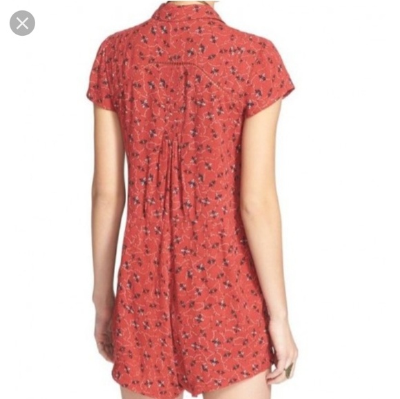 ⚘️Free People Red Floral Dot Romper XS - Picture 4 of 6